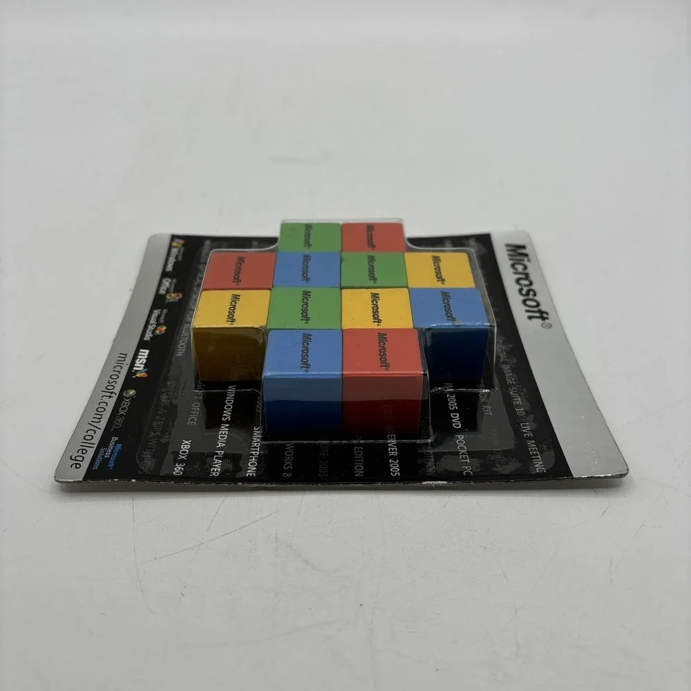 Microsoft Wood‎ Cube Puzzle Advertising Windows colors RYGB unopened